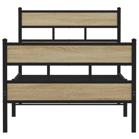 vidaXL Metal Bed Frame without Mattress Sonoma Oak 75x190 cm Small Single