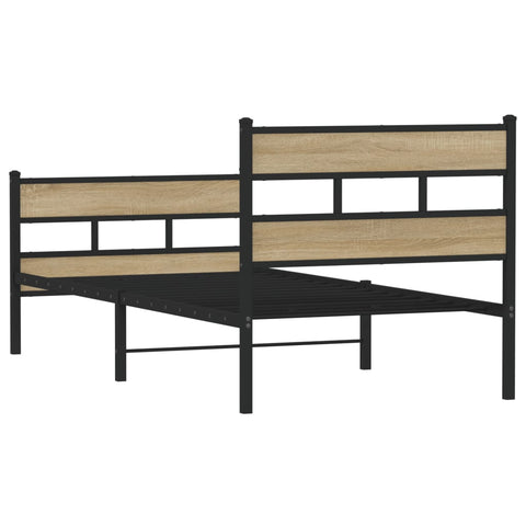 vidaXL Metal Bed Frame without Mattress Sonoma Oak 75x190 cm Small Single
