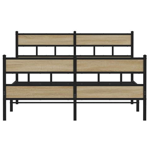 vidaXL Metal Bed Frame without Mattress Sonoma Oak 135x190 cm Double