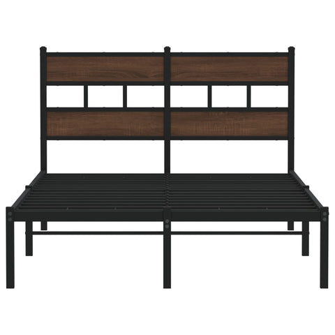 vidaXL Bed Frame without Mattress with Headboard Brown Oak 120x190 cm Small Double