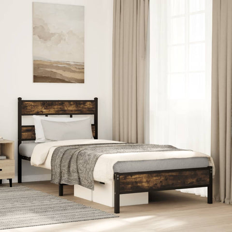 vidaXL Bed Frame without Mattress with Headboard Sonoma Oak 107x203 cm