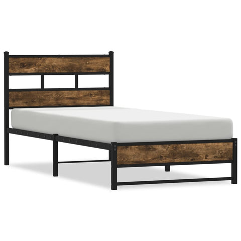 vidaXL Metal Bed Frame without Mattress Smoked Oak 80x200 cm