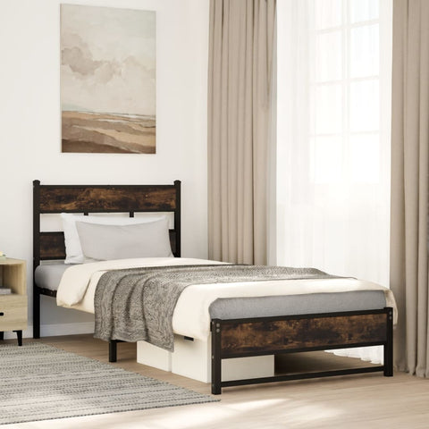 vidaXL Metal Bed Frame without Mattress Smoked Oak 80x200 cm