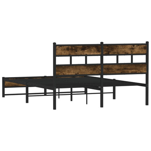 vidaXL Metal Bed Frame without Mattress Smoked Oak 160x200 cm