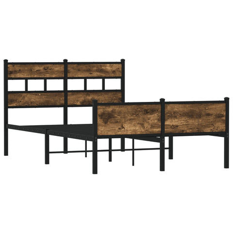 vidaXL Bed Frame without Mattress Smoked Oak 120x190 cm Small Double Engineered Wood