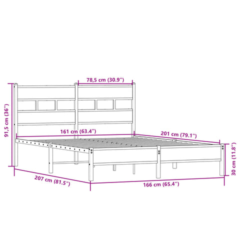 vidaXL Bed Frame without Mattress Sonoma Oak 160x200 cm Engineered Wood