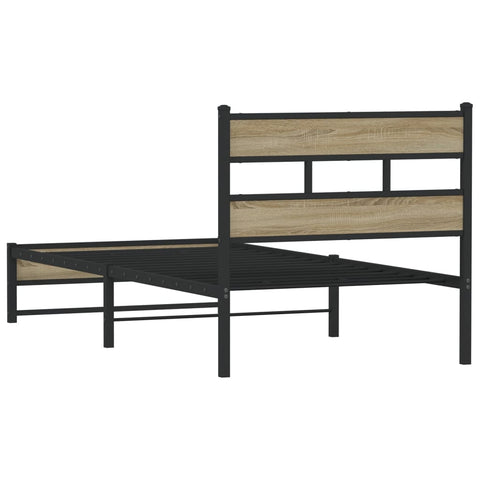 vidaXL Metal Bed Frame without Mattress Sonoma Oak 75x190 cm Small Single