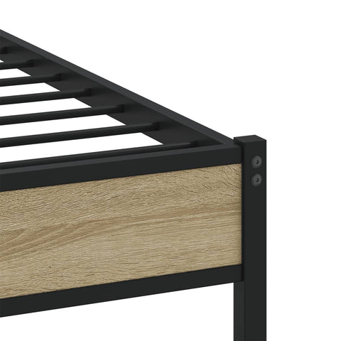 vidaXL Metal Bed Frame without Mattress Sonoma Oak 75x190 cm Small Single