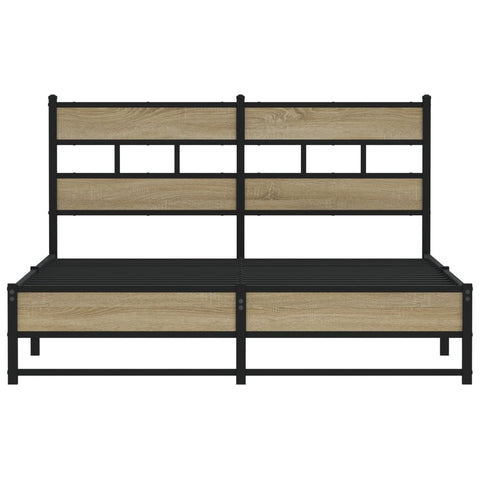 vidaXL Metal Bed Frame without Mattress Sonoma Oak 160x200 cm