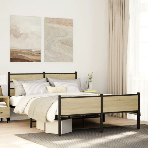 vidaXL Bed Frame without Mattress Sonoma Oak 140x200 cm Engineered Wood