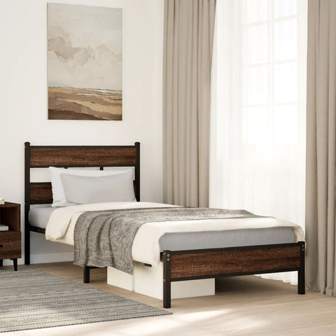 vidaXL Bed Frame without Mattress Brown Oak 80x200 cm Engineered Wood