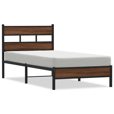 vidaXL Bed Frame without Mattress Brown Oak 100x200 cm Engineered Wood