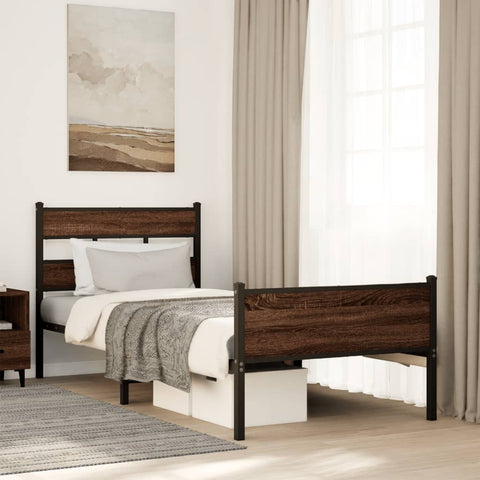 vidaXL Bed Frame without Mattress Brown Oak 80x200 cm Engineered Wood