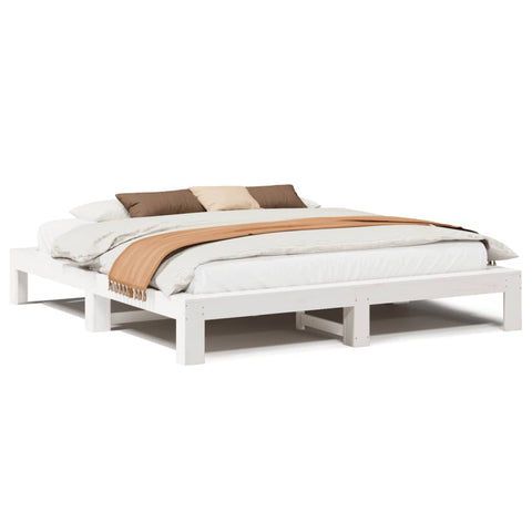 vidaXL Bed Frame without Mattress White 200x200 cm Solid Wood Pine