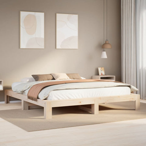 vidaXL Bed Frame without Mattress 180x200 cm Super King Solid Wood Pine