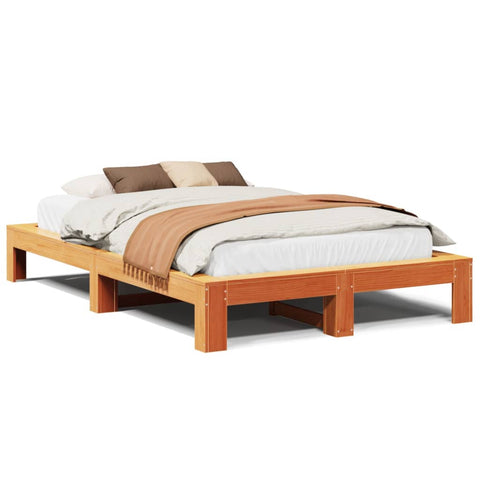 vidaXL Bed Frame without Mattress Wax Brown 120x200 cm Solid Wood Pine
