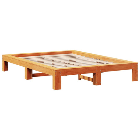 vidaXL Bed Frame without Mattress Wax Brown 140x190 cm Solid Wood Pine