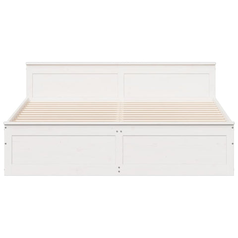vidaXL Bed Frame without Mattress with Headboard White 200x200 cm Solid Wood Pine