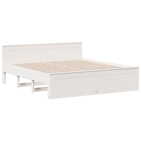 vidaXL Bed Frame without Mattress with Headboard White 200x200 cm Solid Wood Pine