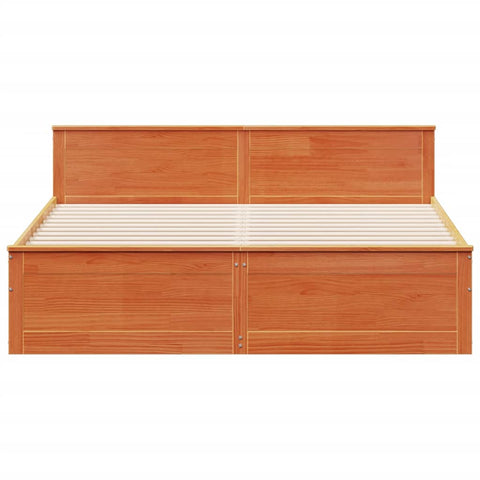 vidaXL Bed Frame without Mattress with Headboard Wax Brown 200x200 cm Solid Wood Pine