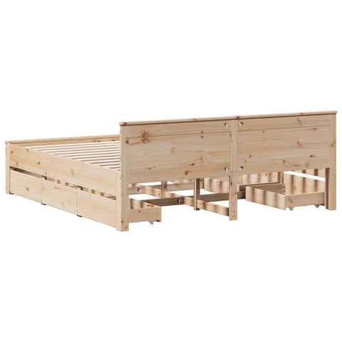 vidaXL Bed Frame without Mattress with Headboard 180x200 cm Super King Solid Wood Pine