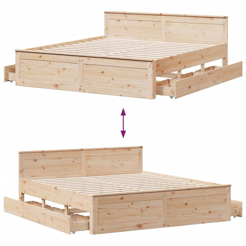 vidaXL Bed Frame without Mattress with Headboard 180x200 cm Super King Solid Wood Pine