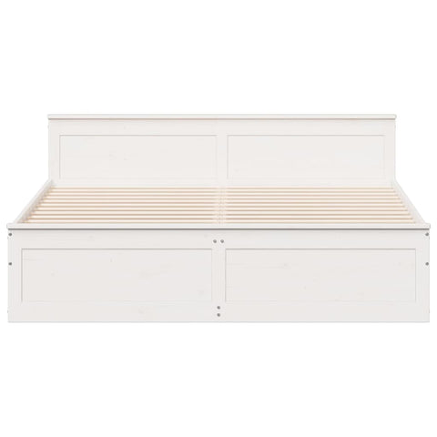 vidaXL Bed Frame without Mattress with Headboard White 180x200 cm Super King Solid Wood Pine