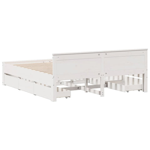 vidaXL Bed Frame without Mattress with Headboard White 180x200 cm Super King Solid Wood Pine