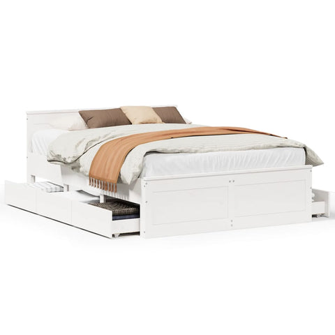 vidaXL Bed Frame without Mattress with Headboard White 160x200 cm Solid Wood Pine