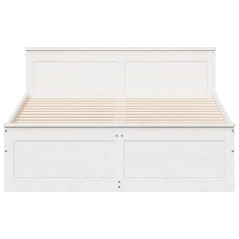 vidaXL Bed Frame without Mattress with Headboard White 160x200 cm Solid Wood Pine