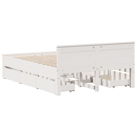 vidaXL Bed Frame without Mattress with Headboard White 160x200 cm Solid Wood Pine