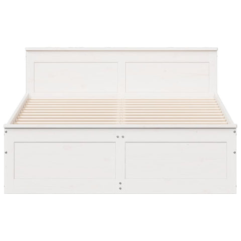 vidaXL Bed Frame without Mattress with Headboard White 150x200 cm King Size Solid Wood Pine