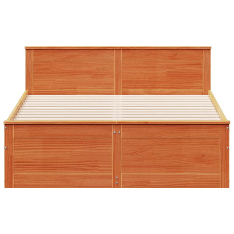 vidaXL Bed Frame without Mattress with Headboard Wax Brown 150x200 cm King Size Solid Wood Pine