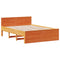 vidaXL Bed Frame without Mattress with Headboard Wax Brown 150x200 cm King Size Solid Wood Pine