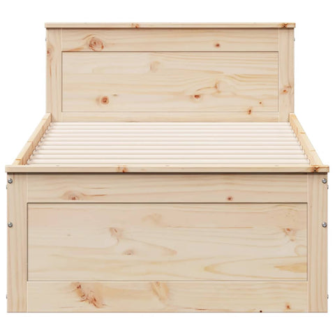 vidaXL Bed Frame without Mattress with Headboard 90x200 cm Solid Wood Pine