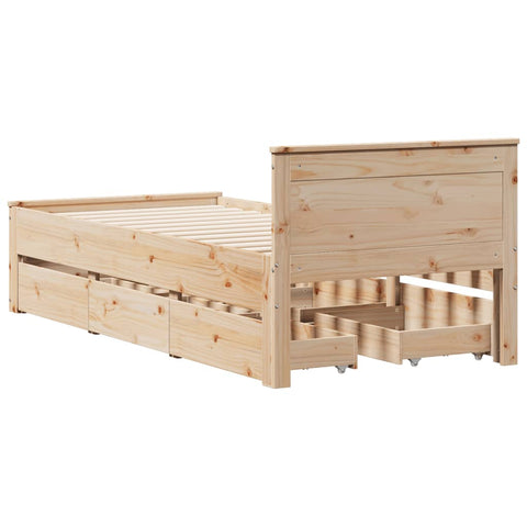 vidaXL Bed Frame without Mattress with Headboard 90x200 cm Solid Wood Pine