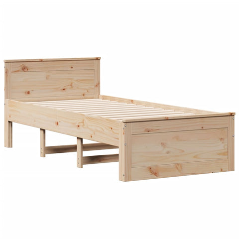 vidaXL Bed Frame without Mattress with Headboard 90x200 cm Solid Wood Pine