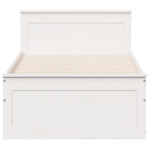 vidaXL Bed Frame without Mattress with Headboard White 90x200 cm Solid Wood Pine