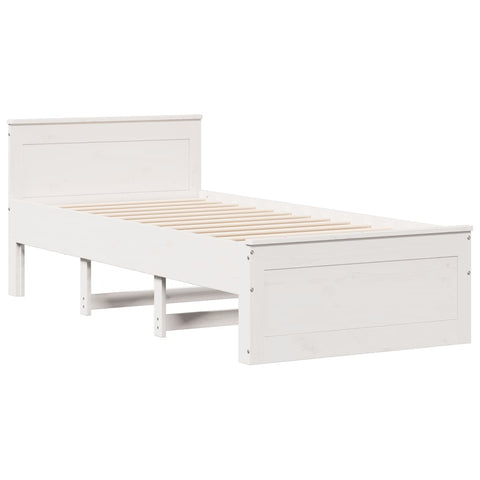 vidaXL Bed Frame without Mattress with Headboard White 90x200 cm Solid Wood Pine