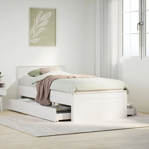 vidaXL Bed Frame without Mattress with Headboard White 90x200 cm Solid Wood Pine