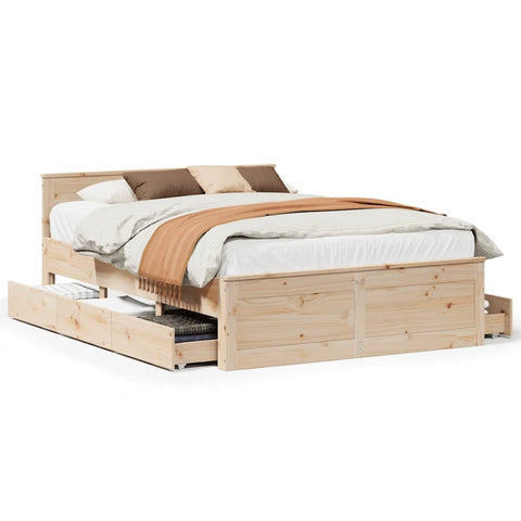 vidaXL Bed Frame without Mattress with Headboard 140x190 cm Solid Wood Pine