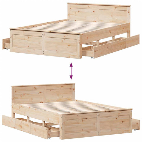 vidaXL Bed Frame without Mattress with Headboard 140x190 cm Solid Wood Pine