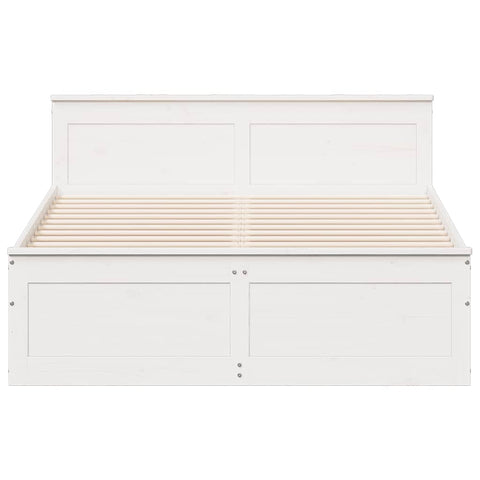 vidaXL Bed Frame without Mattress with Headboard White 140x190 cm Solid Wood Pine