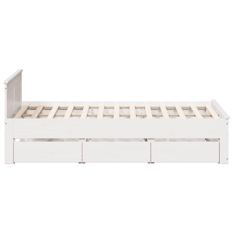 vidaXL Bed Frame without Mattress with Headboard White 140x190 cm Solid Wood Pine