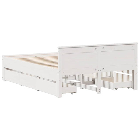 vidaXL Bed Frame without Mattress with Headboard White 140x190 cm Solid Wood Pine