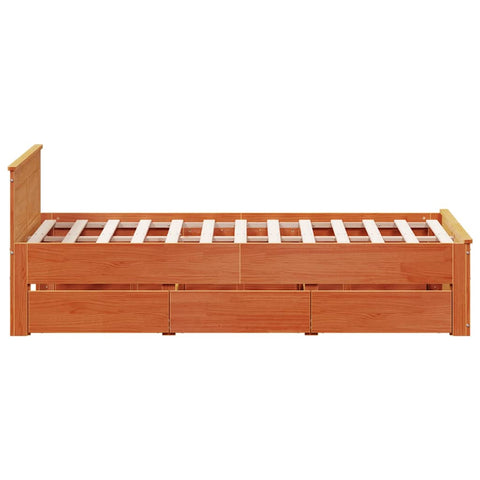 vidaXL Bed Frame without Mattress with Headboard Wax Brown 135x190 cm Double Solid Wood Pine