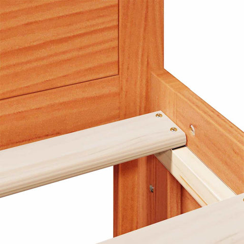 vidaXL Bed Frame without Mattress with Headboard Wax Brown 135x190 cm Double Solid Wood Pine