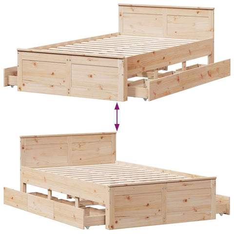 vidaXL Bed Frame without Mattress with Headboard 120x190 cm Small Double Solid Wood Pine