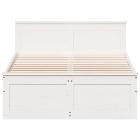 vidaXL Bed Frame without Mattress with Headboard White 120x190 cm Small Double Solid Wood Pine