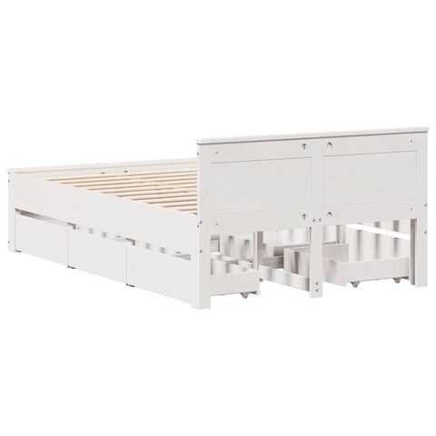 vidaXL Bed Frame without Mattress with Headboard White 120x190 cm Small Double Solid Wood Pine